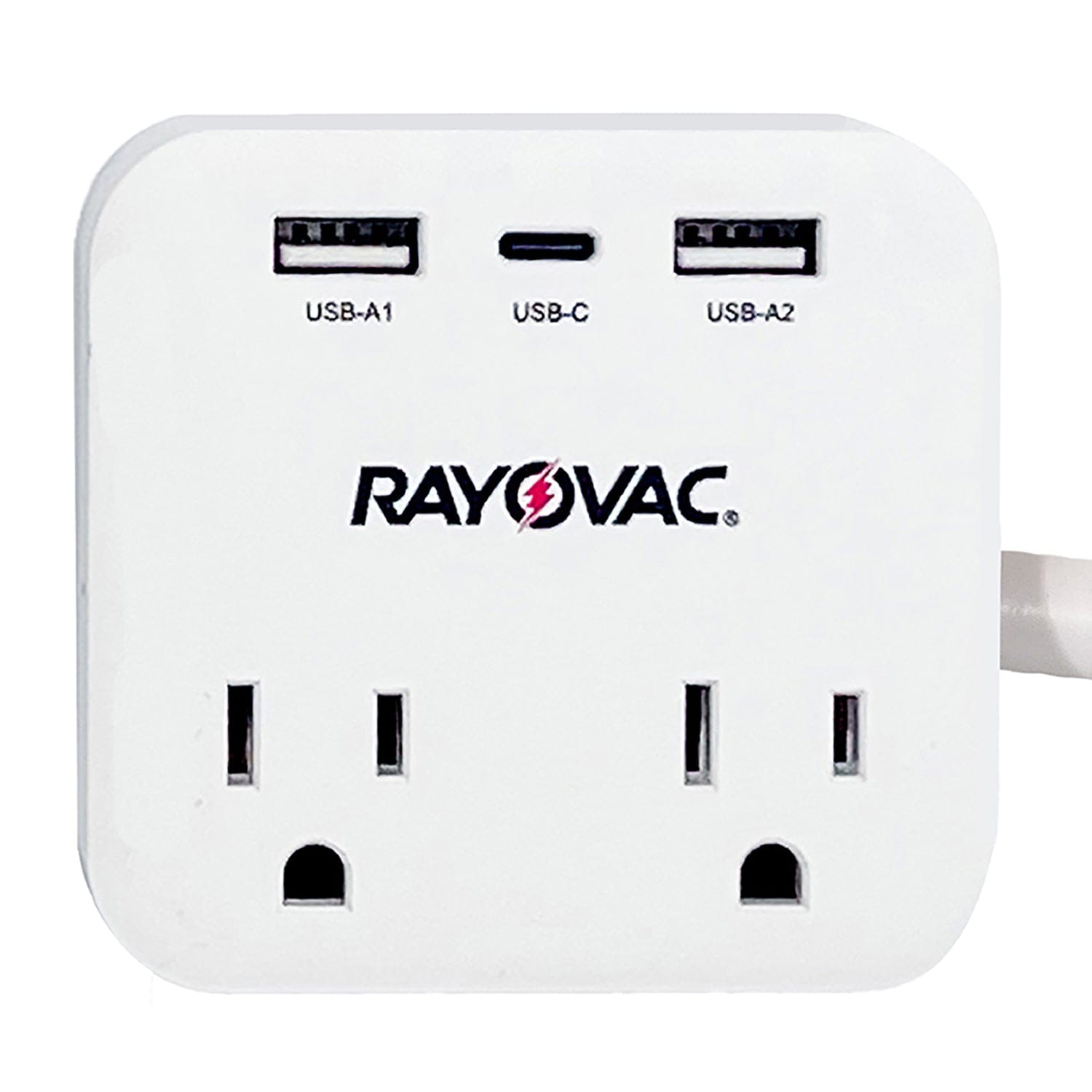 Rayovac 2-AC Outlet and 3-USB Port 490-Joules Surge Protector Power Strip, 1.5-Ft. Cord with Right-Angle Plug, FL-143SC
