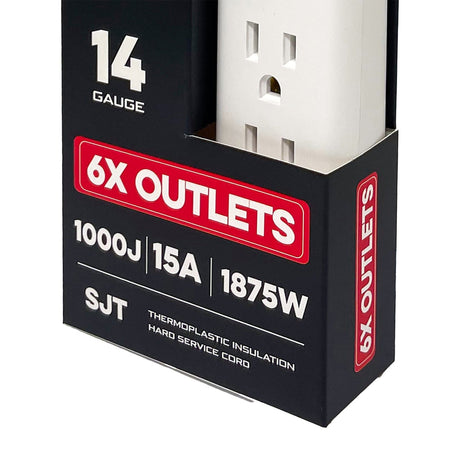 Rayovac 6-AC Outlet 1000-Joules Surge Protector Power Strip, 1.5-Ft. Cord with Flat Plug, HM-PS-170