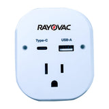 Rayovac 1-AC Outlet and 2-USB Port 300-Joules Portable Surge Protector Wall Tap with Phone Holder, PN201