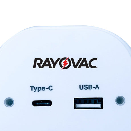 Rayovac 1-AC Outlet and 2-USB Port 300-Joules Portable Surge Protector Wall Tap with Phone Holder, PN201