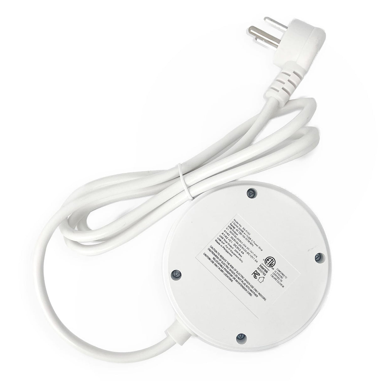 Rayovac Charge Disk 2-AC Outlet 540-Joules Surge Protector with 2 USB-A and 1 USB-C Ports, 5-Ft. Cord