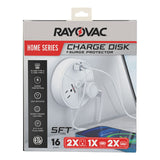 Rayovac Charge Disk 2-AC Outlet 540-Joules Surge Protector with 2 USB-A and 1 USB-C Ports, 5-Ft. Cord