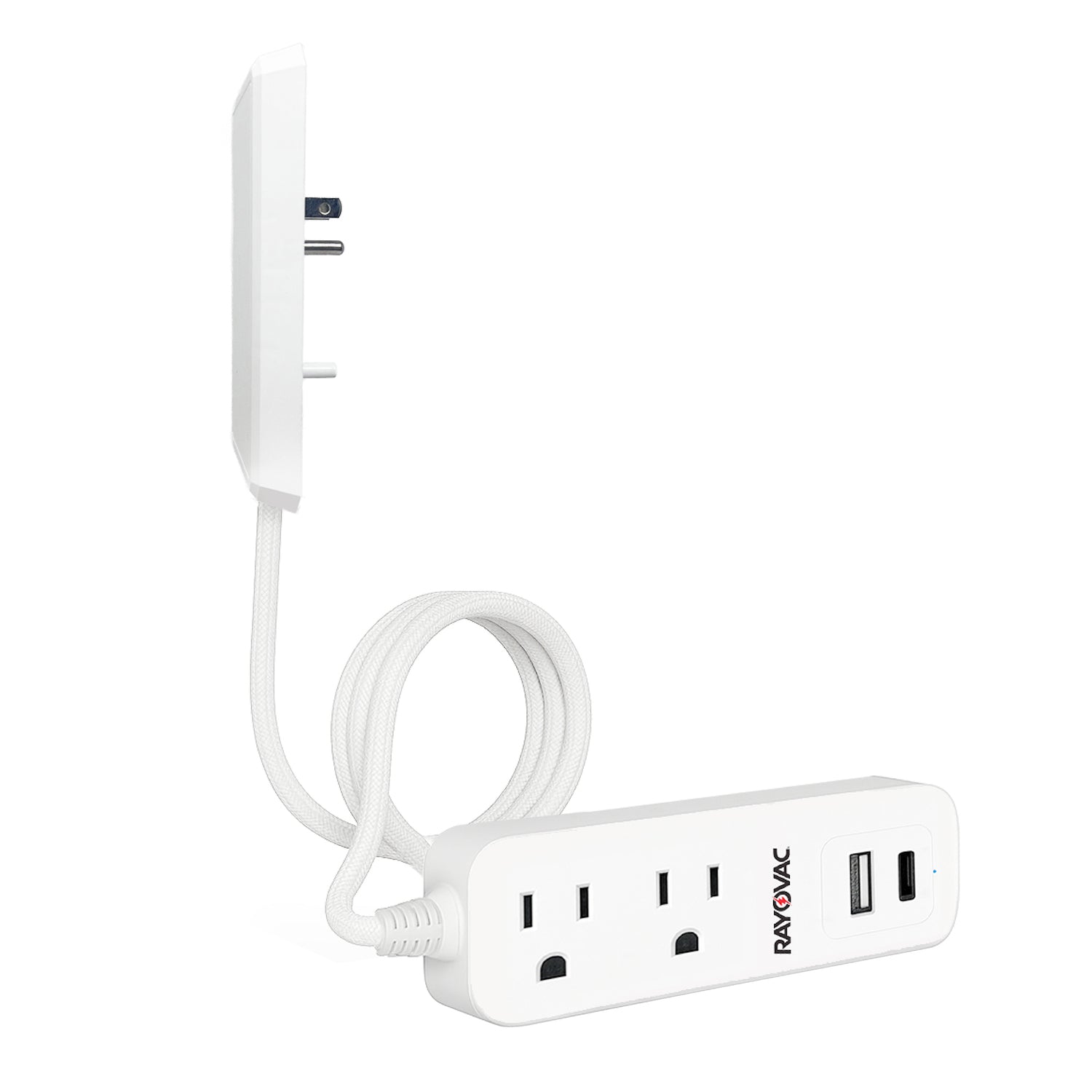 Rayovac 2-AC Outlet and 2-USB Port 540-Joules Slim Surge Protector Power Strip, 3-Ft. Braided Cord with Flat Plug, SS-P311B