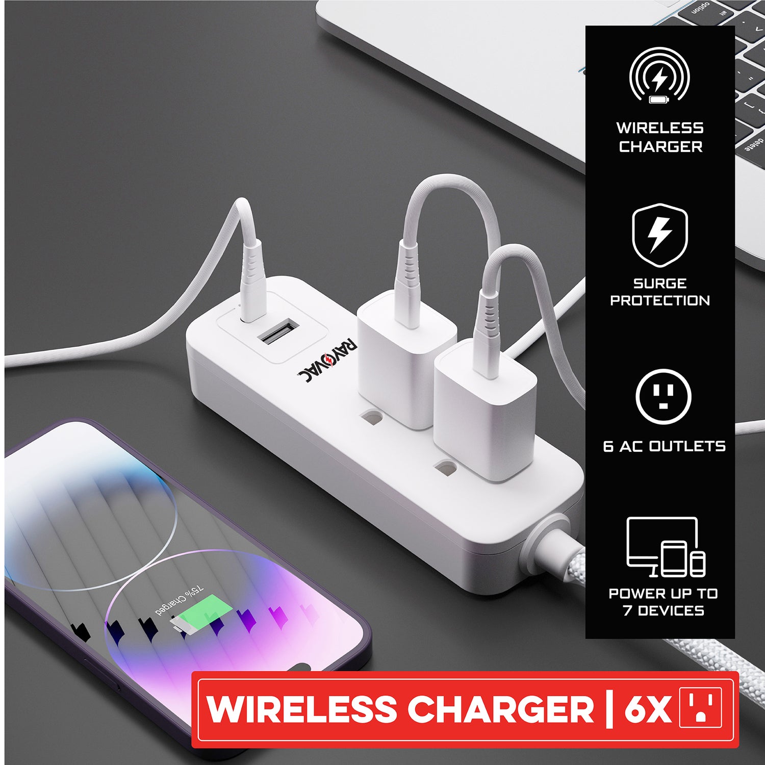 Rayovac 2-AC Outlet and 2-USB Port 540-Joules Slim Surge Protector Power Strip, 3-Ft. Braided Cord with Flat Plug, SS-P311B