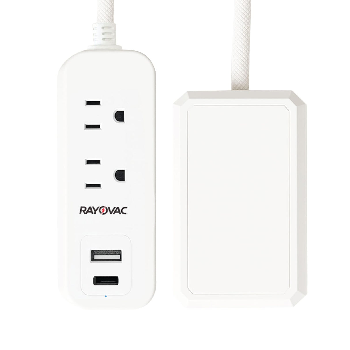 Rayovac 2-AC Outlet and 2-USB Port 540-Joules Slim Surge Protector Power Strip, 3-Ft. Braided Cord with Flat Plug, SS-P311B