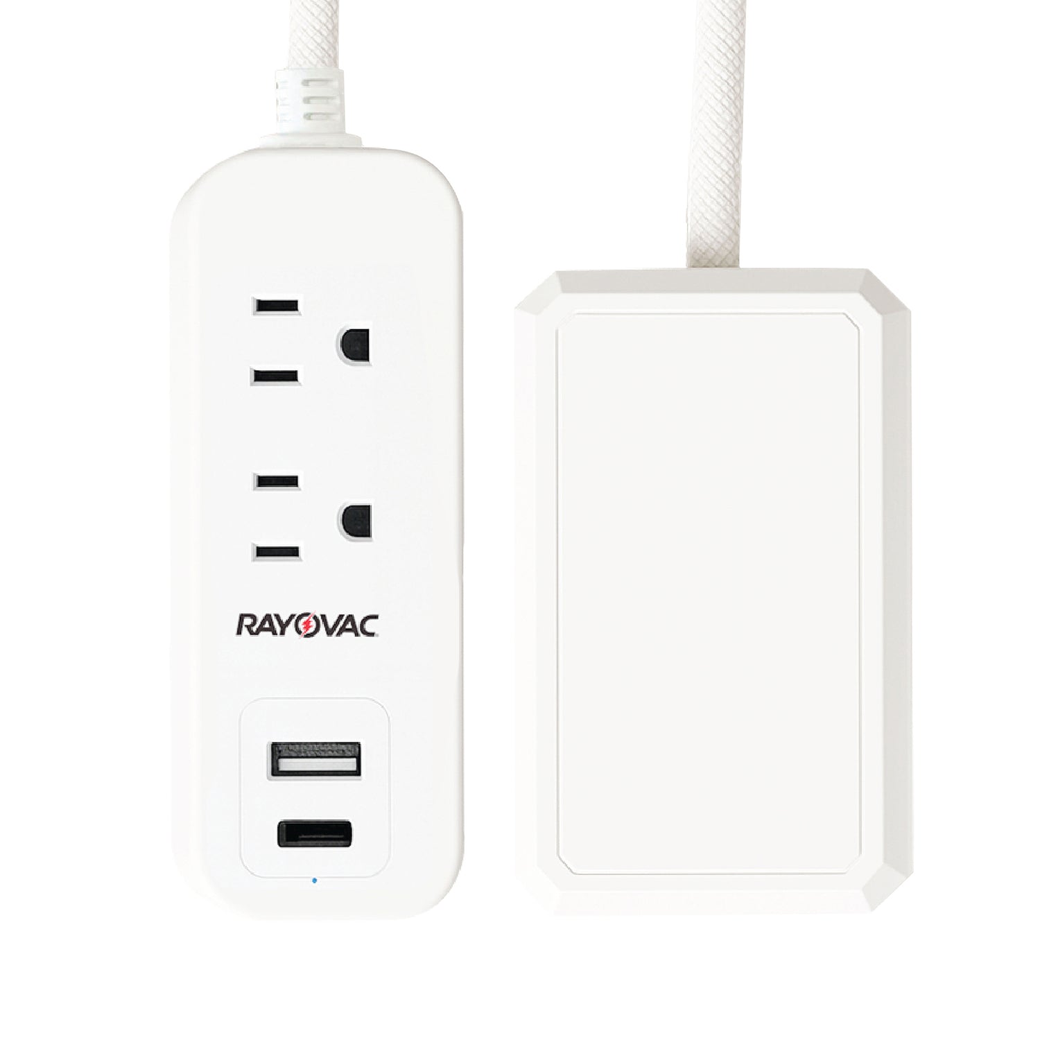 Rayovac 2-AC Outlet and 2-USB Port 540-Joules Slim Surge Protector Power Strip, 3-Ft. Braided Cord with Flat Plug, SS-P311B