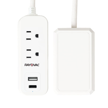 Rayovac 2-AC Outlet and 2-USB Port 540-Joules Slim Surge Protector Power Strip, 3-Ft. Braided Cord with Flat Plug, SS-P311B