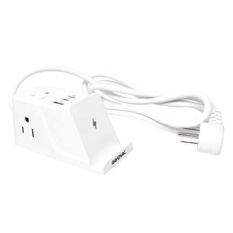 Rayovac Wireless Charging Station 3-AC Outlet 540-Joules Surge Protector with 1 USB-A and 2 USB-C Ports, 5-Ft. Cord