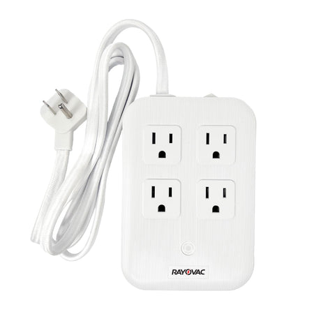 Rayovac 4-AC Outlet and 4-USB Port 540-Joules Surge Protector Power Strip, 5-Ft. Braided Cord with Flat Plug, SS-P319