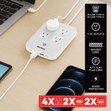 Rayovac 4-AC Outlet and 4-USB Port 540-Joules Surge Protector Power Strip, 5-Ft. Braided Cord with Flat Plug, SS-P319