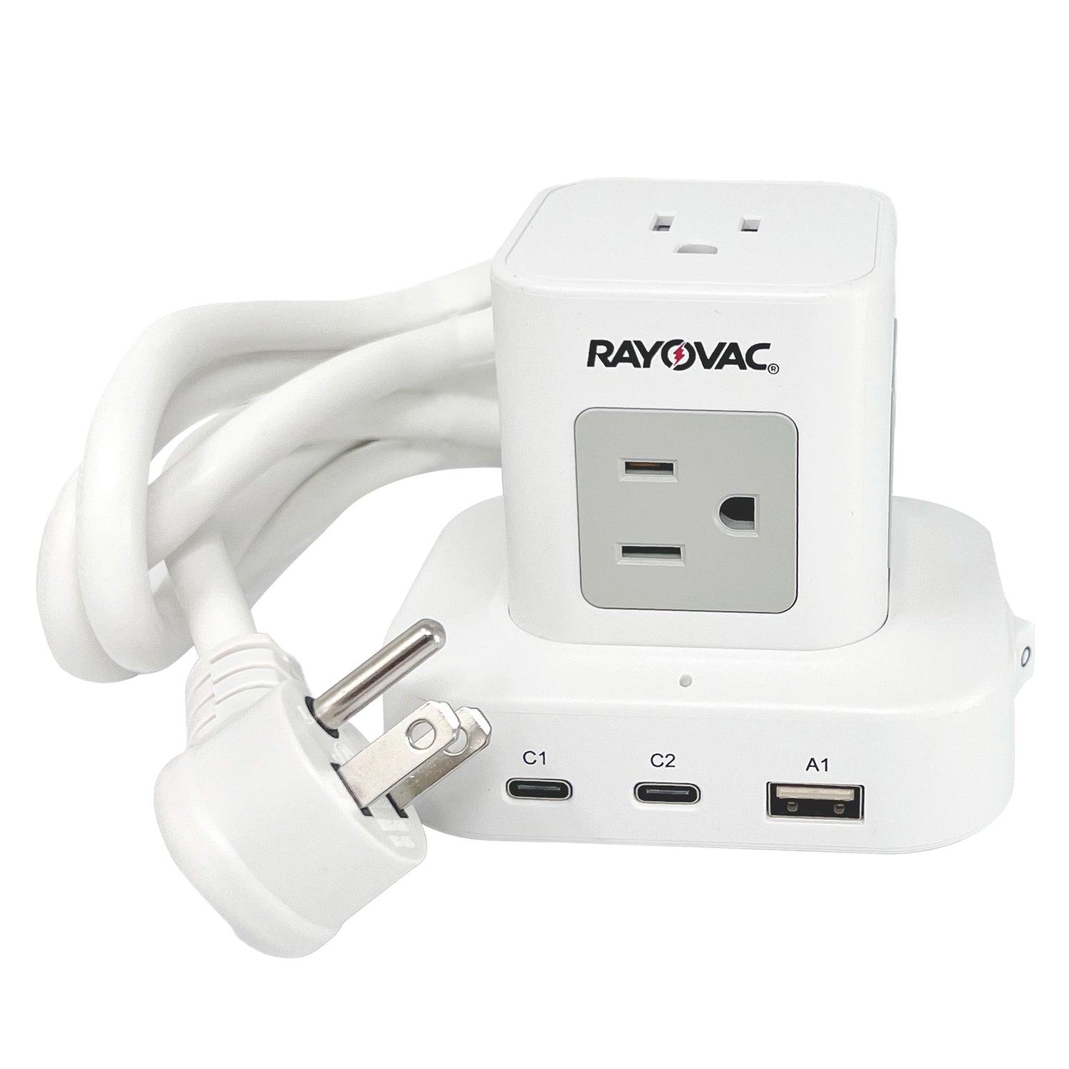 Rayovac 5-AC Outlet and 3-USB Port 540-Joules Power Cube Surge Protector, 5-Ft. Cord with Flat Plug, SS-P927