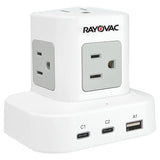 Rayovac 5-AC Outlet and 3-USB Port 540-Joules Power Cube Surge Protector, 5-Ft. Cord with Flat Plug, SS-P927