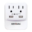 Rayovac 2-AC Outlet and 2-USB Port 300-Joules Portable Surge Protector/Splitter Wall Tap with Phone Holder and Night-Light, SS-Q202