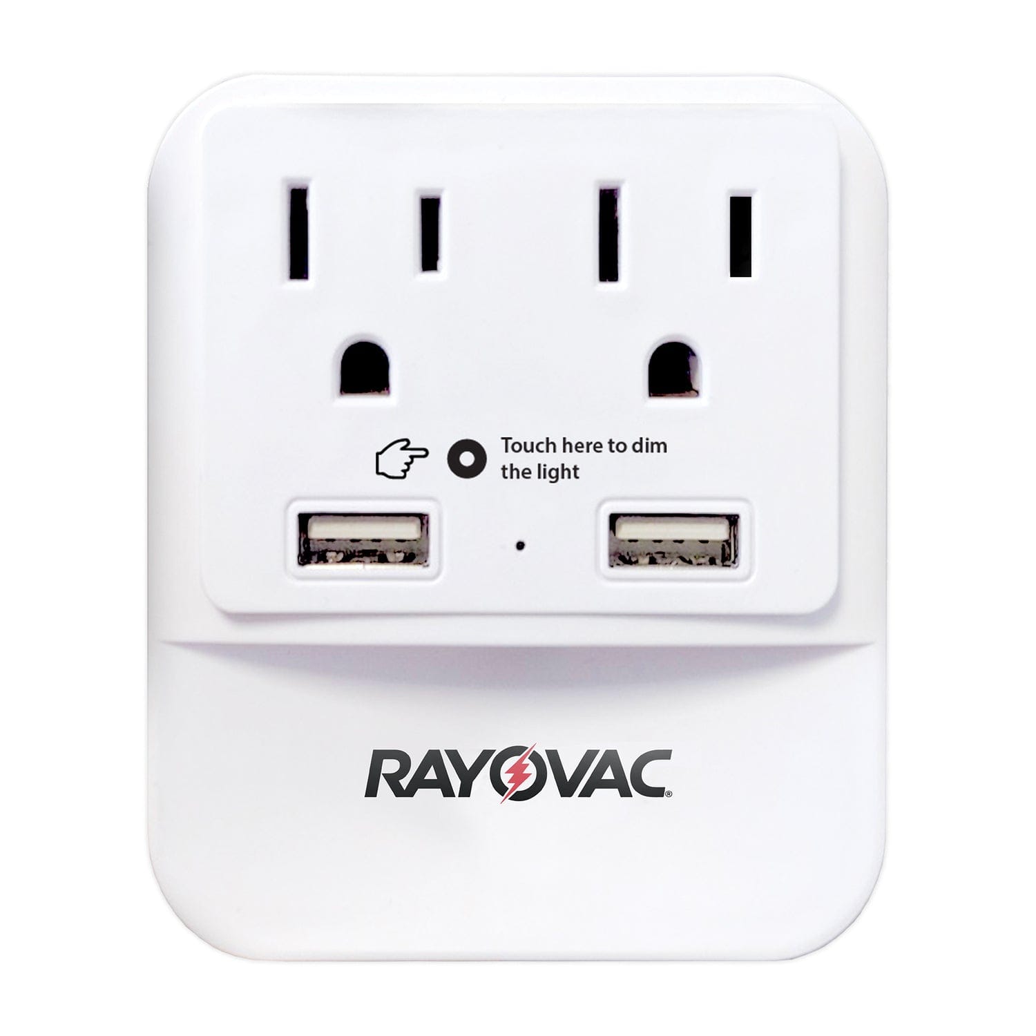 Rayovac 2-AC Outlet and 2-USB Port 300-Joules Portable Surge Protector/Splitter Wall Tap with Phone Holder and Night-Light, SS-Q202