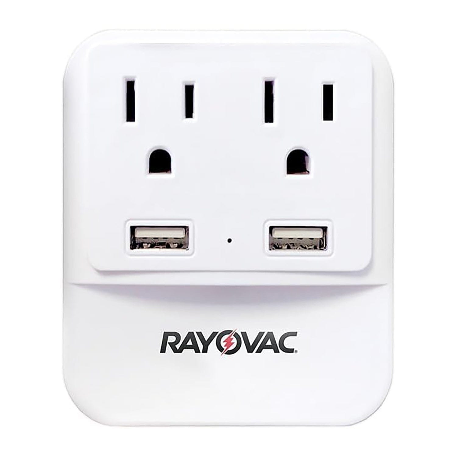 Rayovac 2-AC Outlet and 2-USB Port 300-Joules Portable Surge Protector/Splitter Wall Tap with Phone Holder and Night-Light, SS-Q202