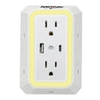 Rayovac 6-AC Outlet and 2-USB Port 300-Joules Portable Surge Protector Wall Tap with Phone Holder and Night-Light, SS-Q205