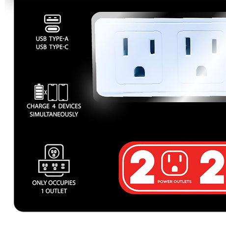 Rayovac 2-AC Outlet and 2-USB Port 300-Joules Portable Surge Protector Wall Tap, SS-Q207C