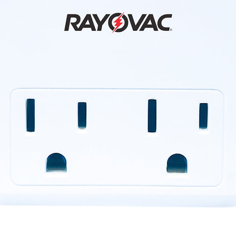 Rayovac AC Outlet and 2-USB Port 300-Joules Portable Surge Protector Wall Tap with Phone Holder, 2 Outlet