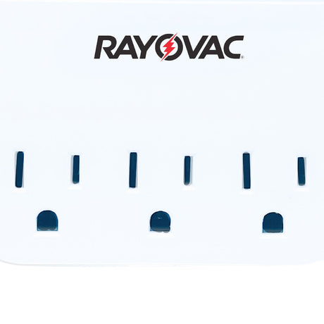 Rayovac AC Outlet and 2-USB Port 300-Joules Portable Surge Protector Wall Tap with Phone Holder, 3 Outlet