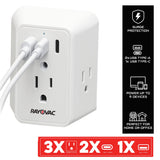 Rayovac 3-AC Outlet and 3-USB Port 540-Joules Surge Protector Wall Tap, SS-Q901