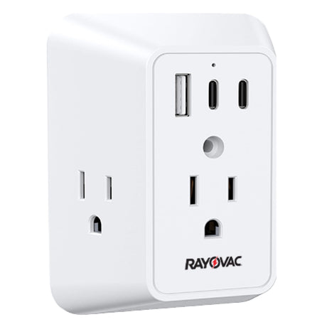 Rayovac 3-AC Outlet and 3-USB Port 540-Joules Surge Protector Wall Tap, SS-Q901