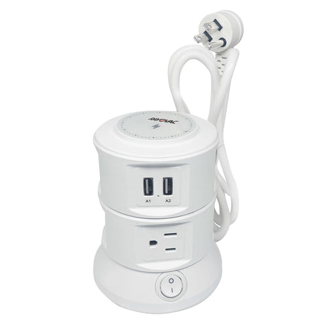Rayovac Charging Tower 6-AC Outlet 540-Joules Surge Protector with Wireless Charging, 2 USB-A and 2 USB-C Ports, 5-Ft. Cord