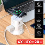 Rayovac Charging Tower 6-AC Outlet 540-Joules Surge Protector with Wireless Charging, 2 USB-A and 2 USB-C Ports, 5-Ft. Cord