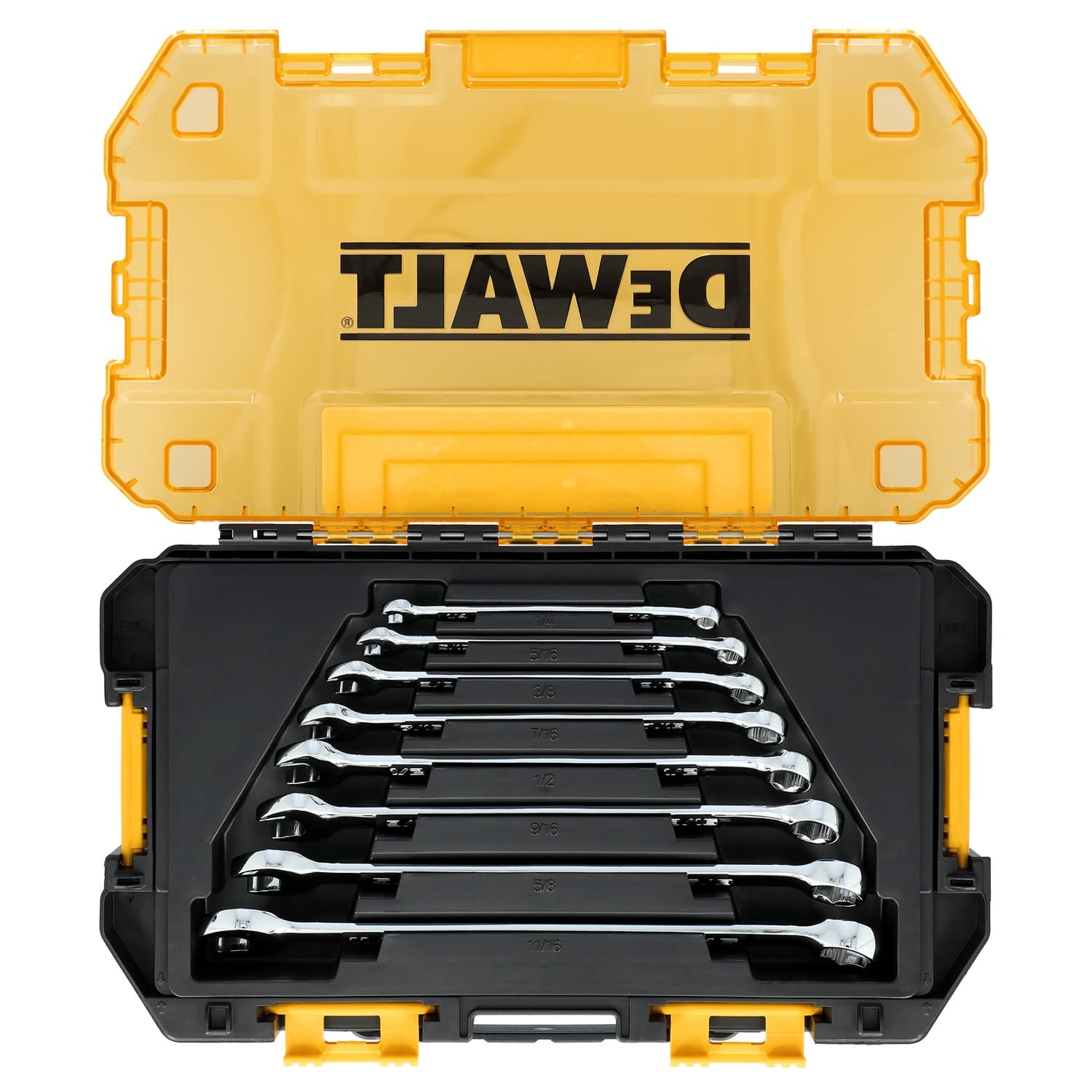 Dewalt TOUGHSERIES 8-Piece SAE Combination Wrench Set Plus Stackable Case with Clear Lid, DWMT45427