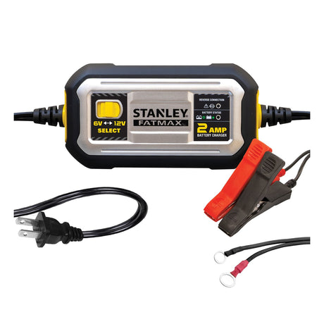 Stanley FATMAX 2-Amp 6-Volt/12-Volt Automatic Battery Charger/Maintainer for Lead-Acid Batteries, BC2F