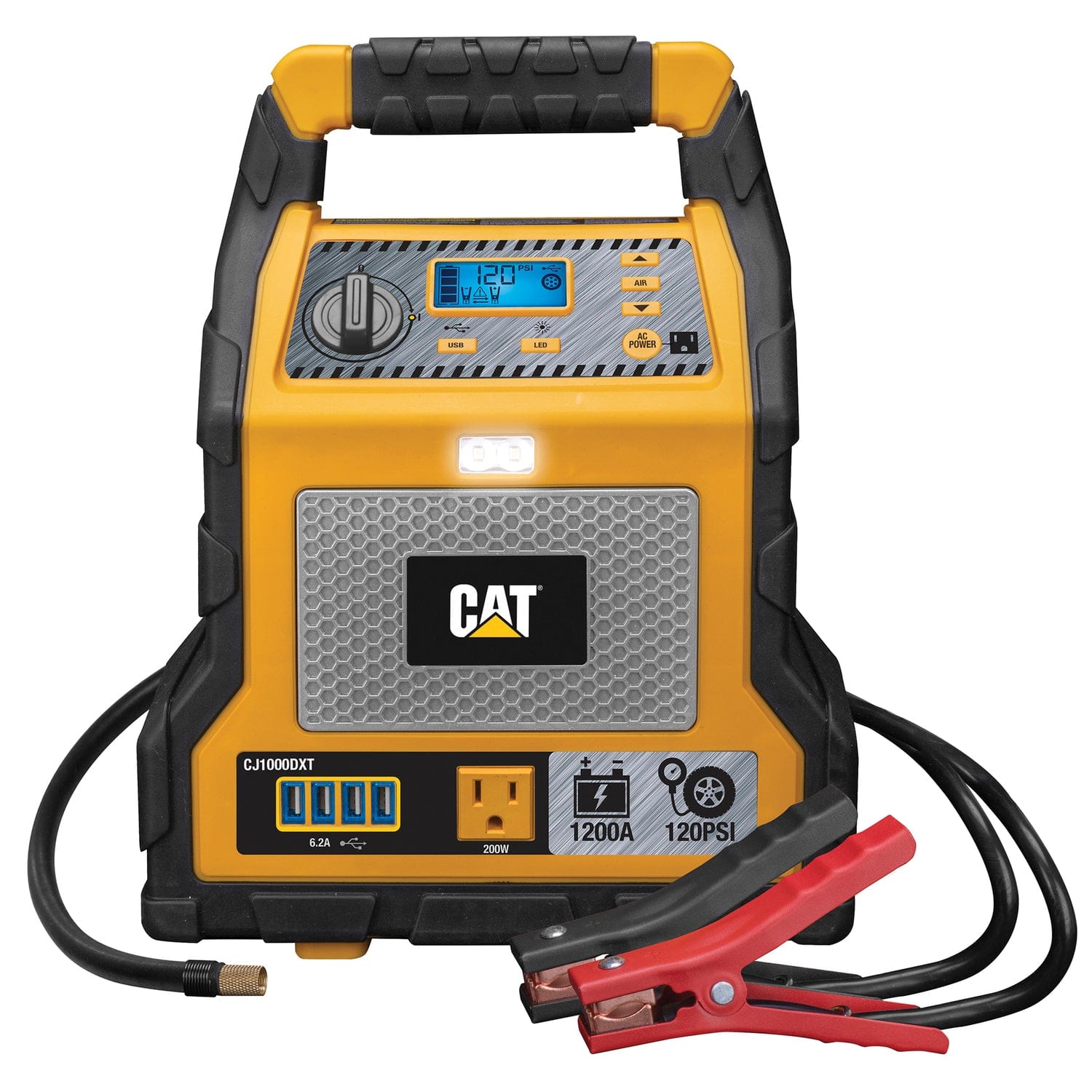 Cat Power Station with 1200-Peak-Amp Jump Starter, Tire Compressor, and Power Inverter, CJ1000DXT
