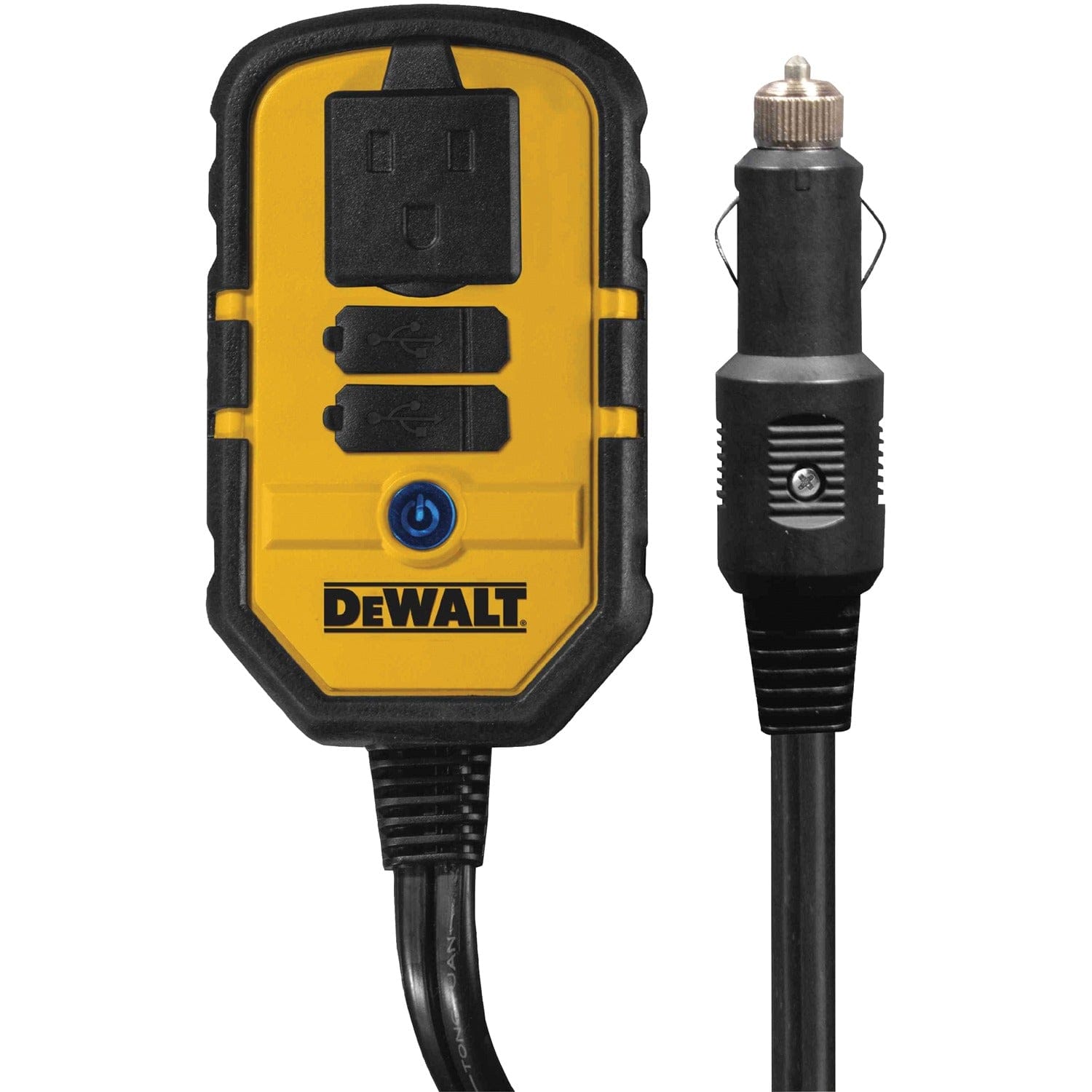 Dewalt 1-AC Outlet and 2-USB Port 140-Continuous-Watt Vehicle Power Inverter with 12-Volt Adapter Cord and Mounting Kit, DXAEPI140