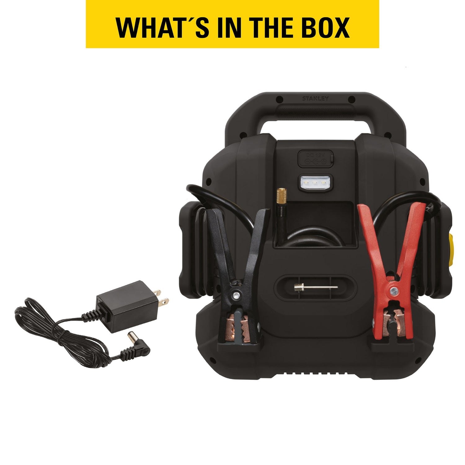 Stanley FATMAX Portable Car Jump Starter, 120-PSI Air Compressor, USB Power Bank with 1500-Amp Peak for V8 Cars/Trucks, and LED Light