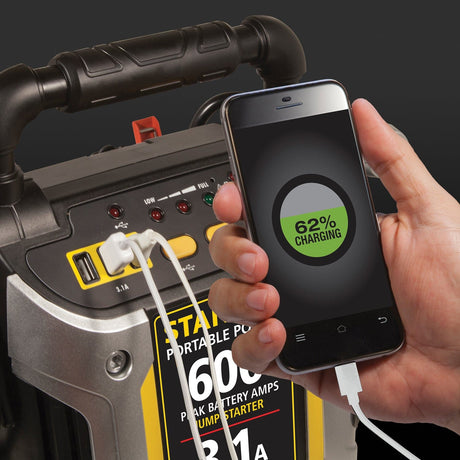 Stanley 600-Amp-Peak 12-Volt Rechargeable Jump Starter and Power Station, J309