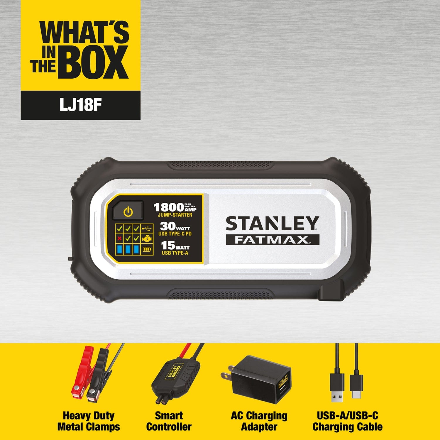 Stanley FATMAX 1800-Amp 12-Volt Automotive Jump Starter and USB Power Bank, LJ18FC