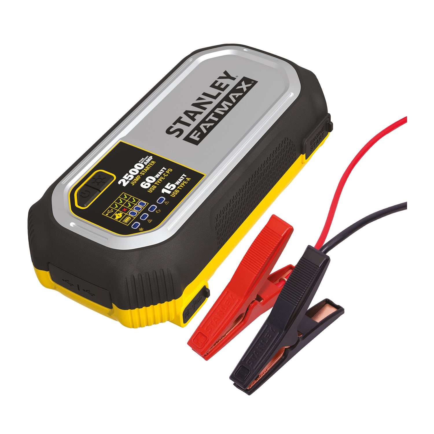 Stanley FATMAX 2500-Peak-Amp 12-Volt Lithium Jump Starter and USB Power Bank with LED Light and Carrying Case, LJ25FC