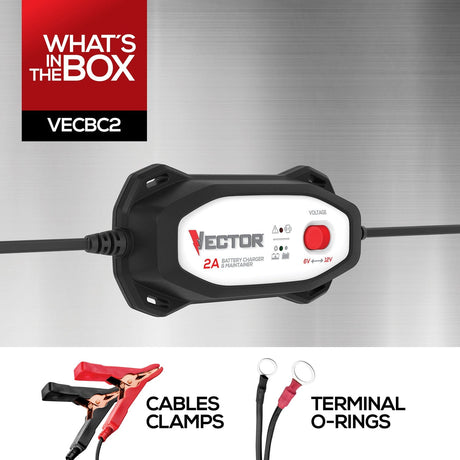 Vector 2-Amp Automatic Battery Charger/Maintainer with 6-Volt/12-Volt Selector, VECBC2