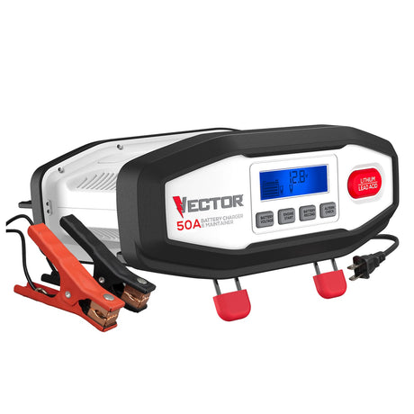 Vector 50-Amp Engine Start/15-Amp Automatic Battery Charger/Maintainer with Lithium/Lead-Acid Selector, VECBC50