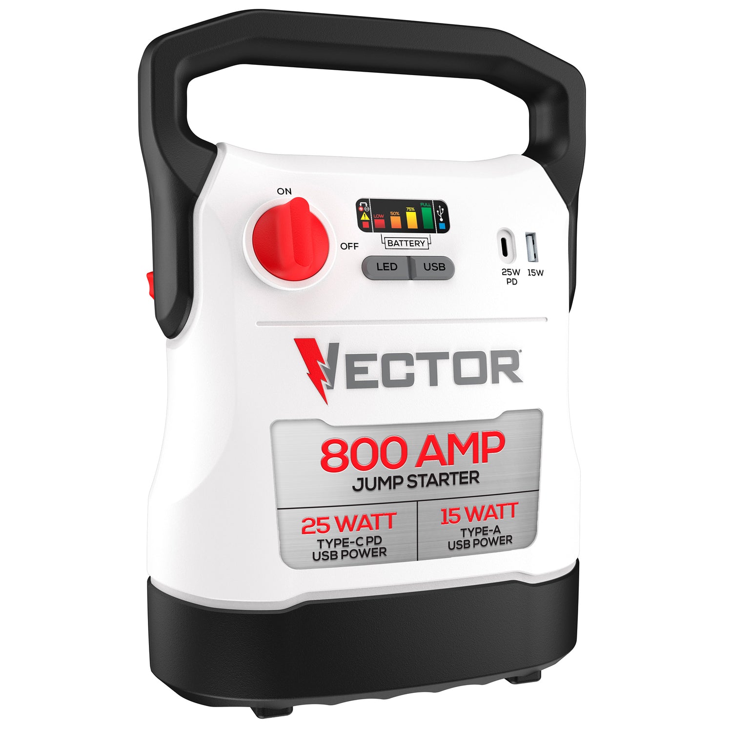 Vector 800-Amp 12-Volt Automotive Compact Jump Starter and USB Power Bank, VECJ8