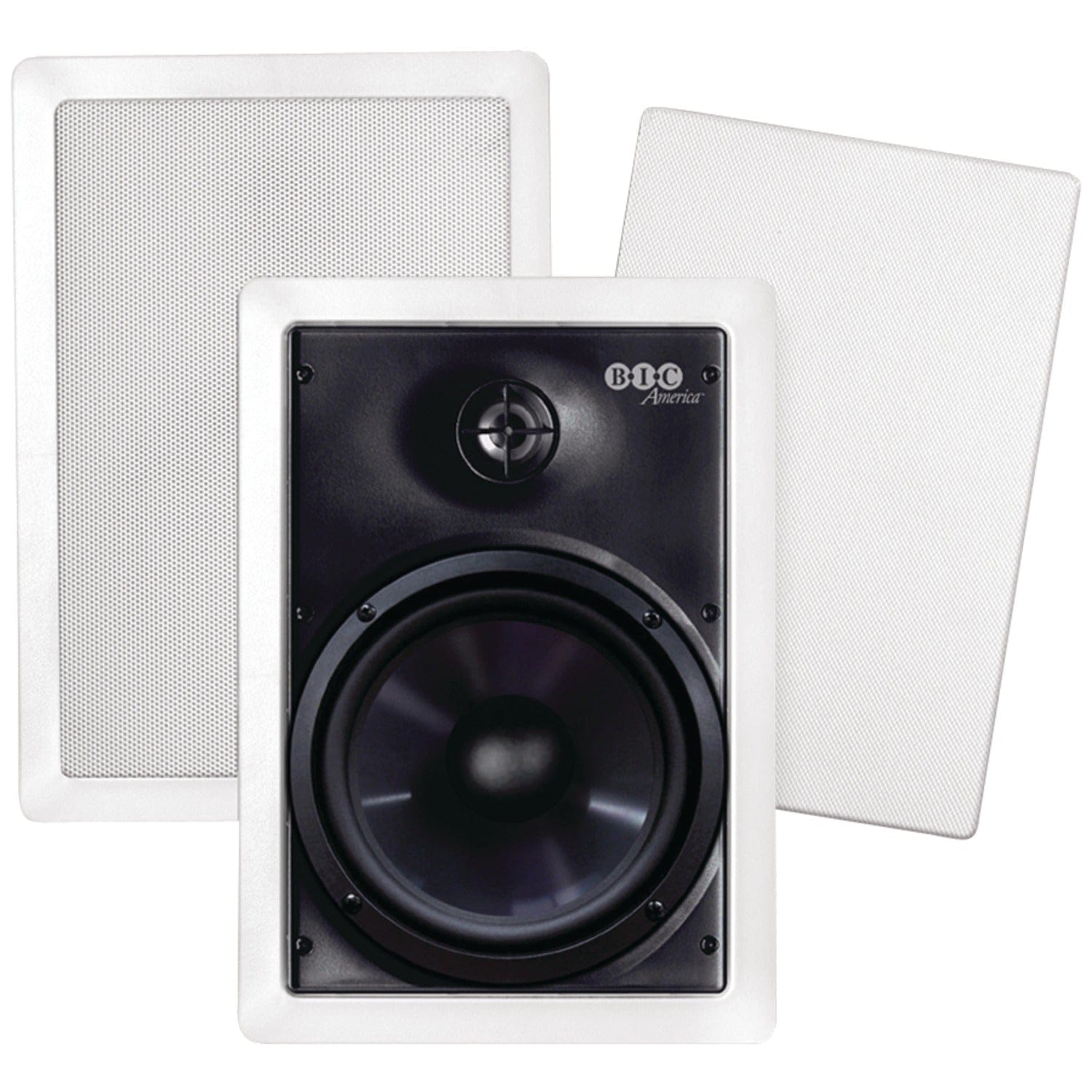 BIC America 6.5-In. 150-Watt Muro M-PRO6W 2-Way Outdoor In-Wall Speaker Pair with Polygraphite Woofer and Pivoting Titanium Tweeter, 8 Ohms