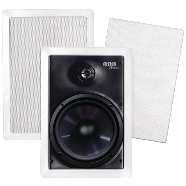 BIC America 6.5-In. 150-Watt Muro M-PRO6W 2-Way Outdoor In-Wall Speaker Pair with Polygraphite Woofer and Pivoting Titanium Tweeter, 8 Ohms