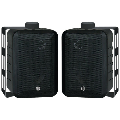 BIC America RtR Series RTRV44-2 4-In. Indoor/Outdoor Weather-Resistant Speakers, 100 Watts, Black