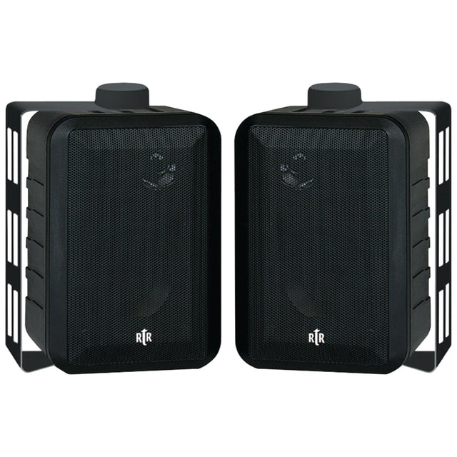 BIC America RtR Series RTRV44-2 4-In. Indoor/Outdoor Weather-Resistant Speakers, 100 Watts, Black
