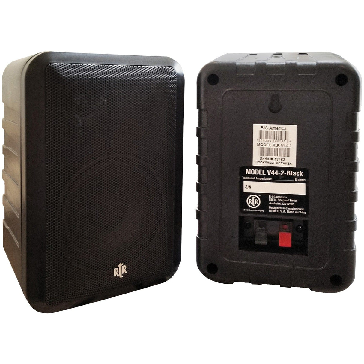 BIC America RtR Series RTRV44-2 4-In. Indoor/Outdoor Weather-Resistant Speakers, 100 Watts, Black