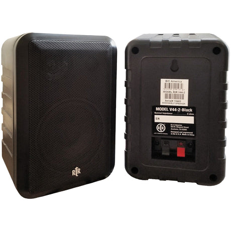 BIC America RtR Series RTRV44-2 4-In. Indoor/Outdoor Weather-Resistant Speakers, 100 Watts, Black