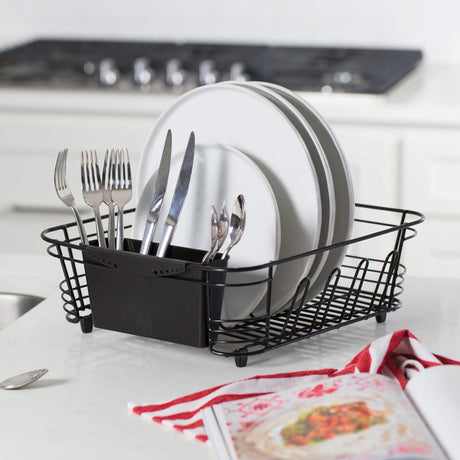 Better Houseware 2-Piece Dish Drainer, Black