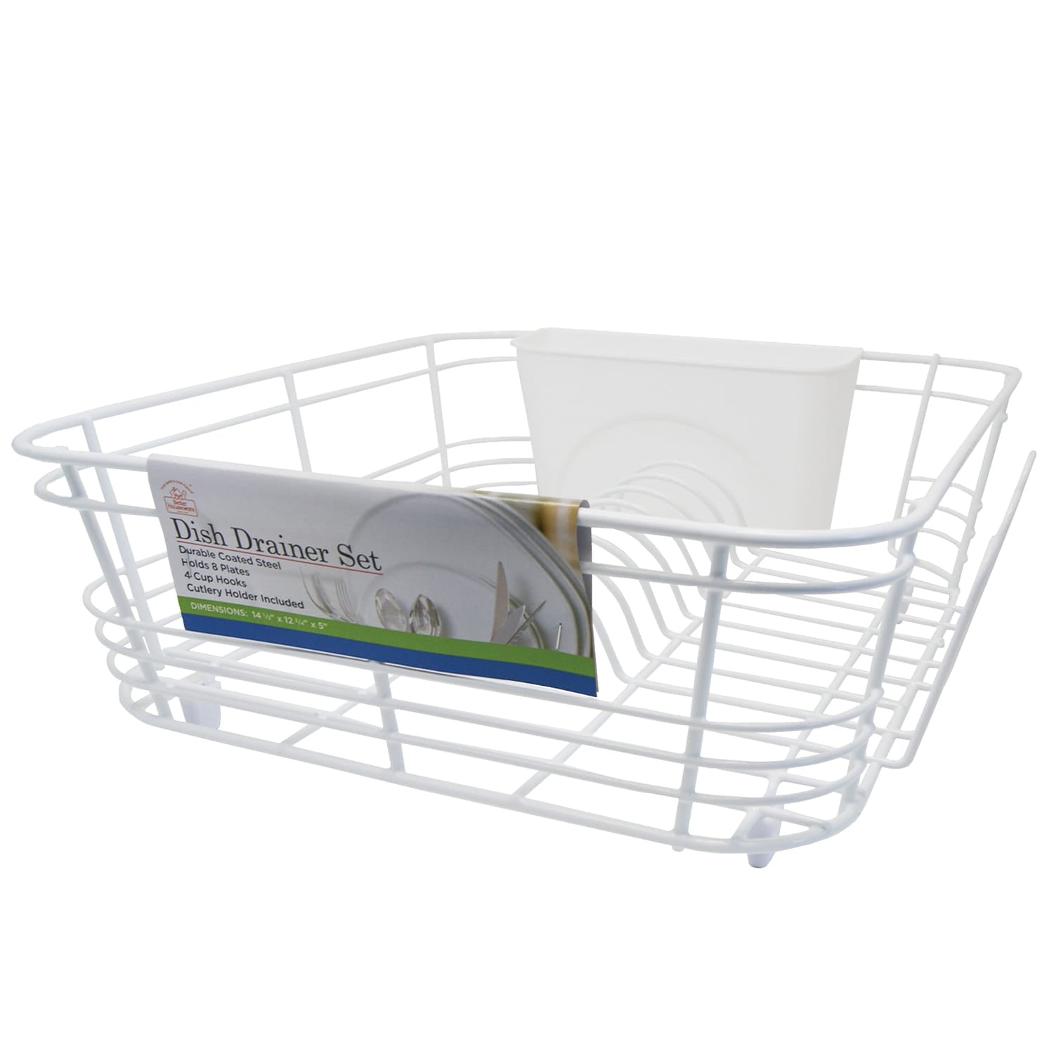 Better Houseware 2-Piece Dish Drainer, White