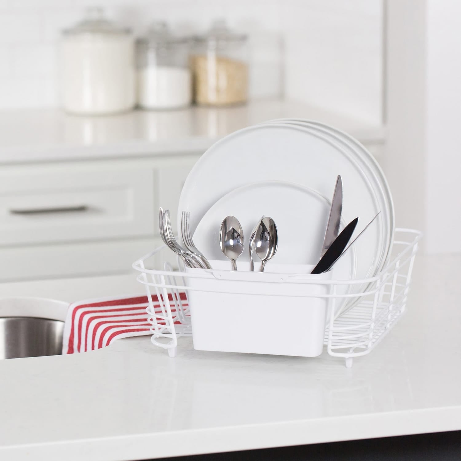 Better Houseware 2-Piece Dish Drainer, White