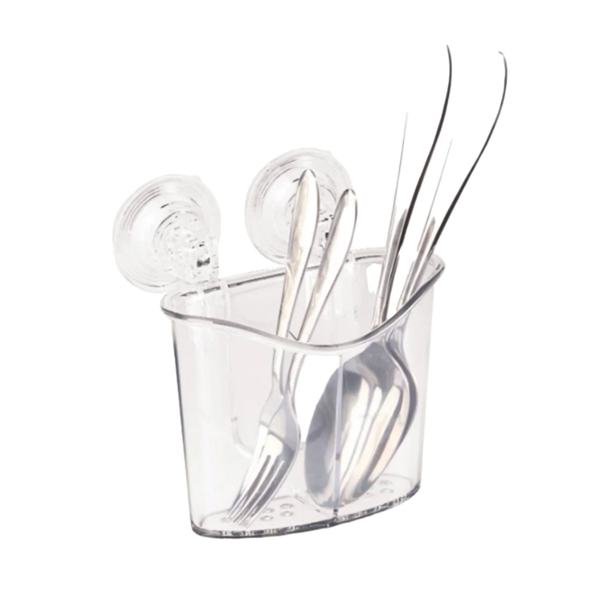 Better Houseware Heavy-Duty Suction-Cup Cutlery Holder, Clear