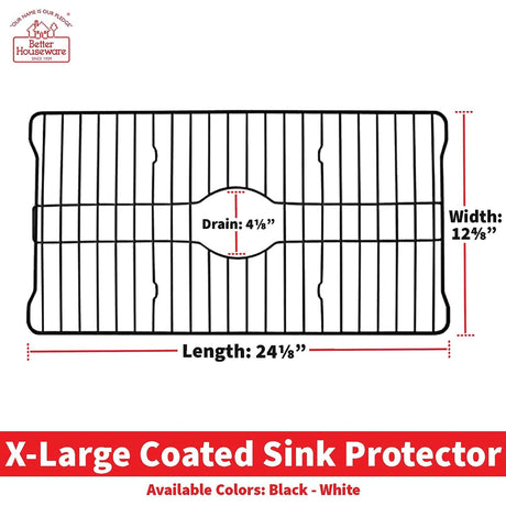 Better Houseware Extra-Large Coated Steel Sink Protector, Black