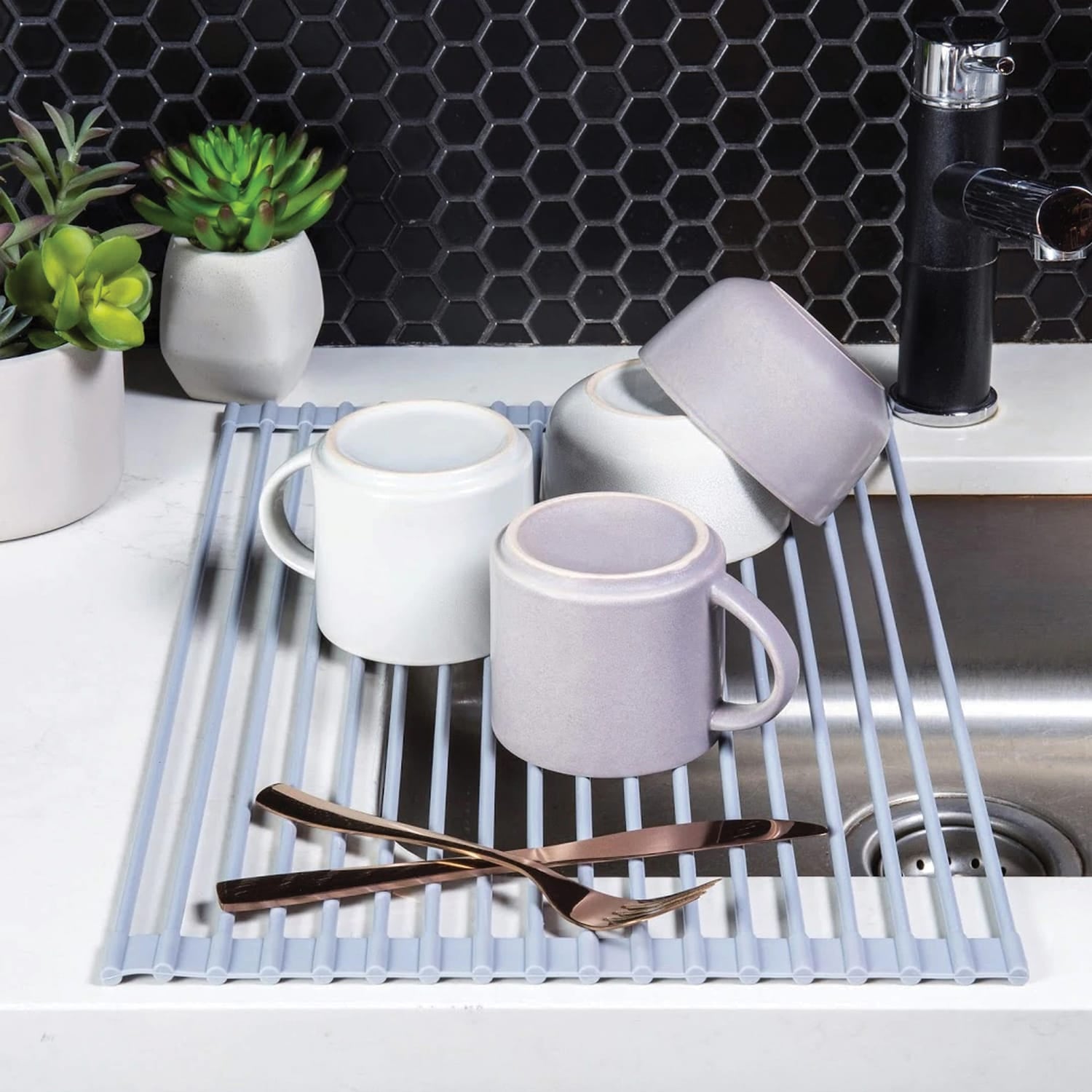 Better Houseware Over-the-Sink Roll-up Drying Rack, Gray